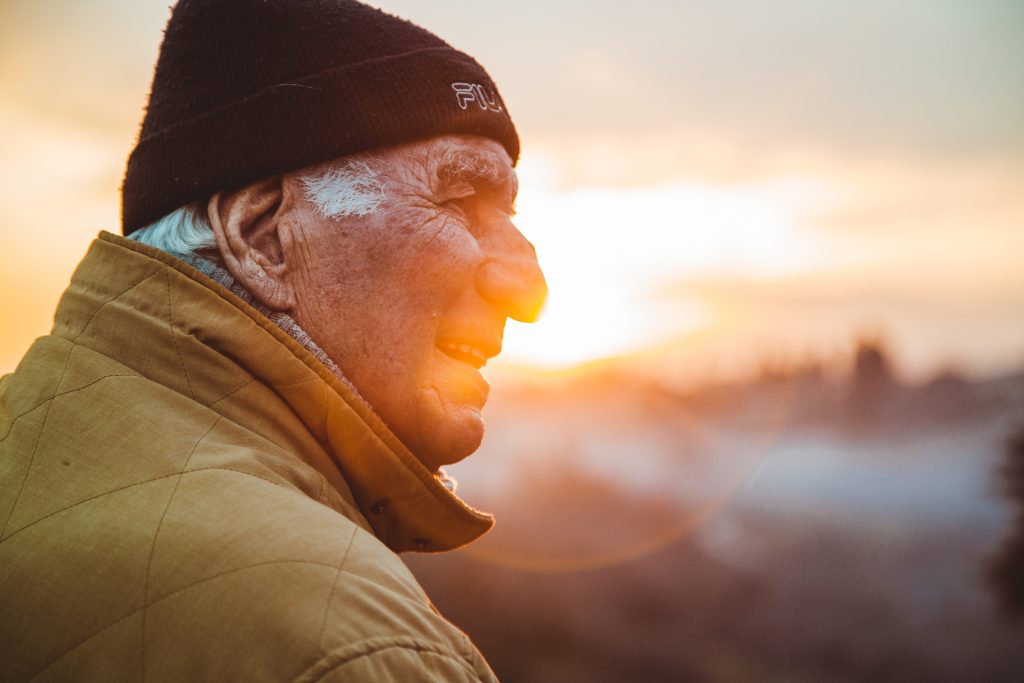 A man enjoying a morning hike